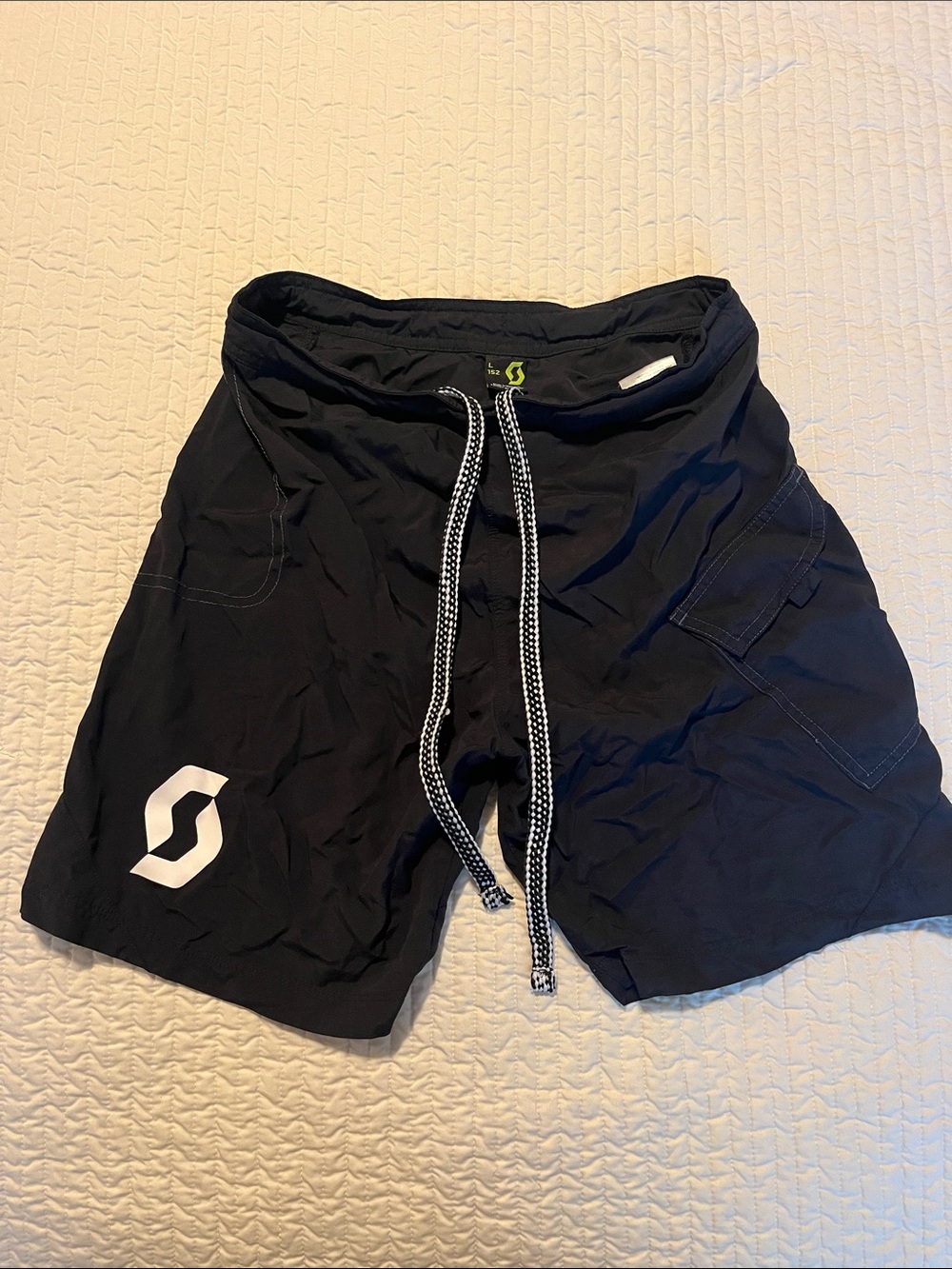 Scott Black Athletic Swim Shorts with White Drawstring